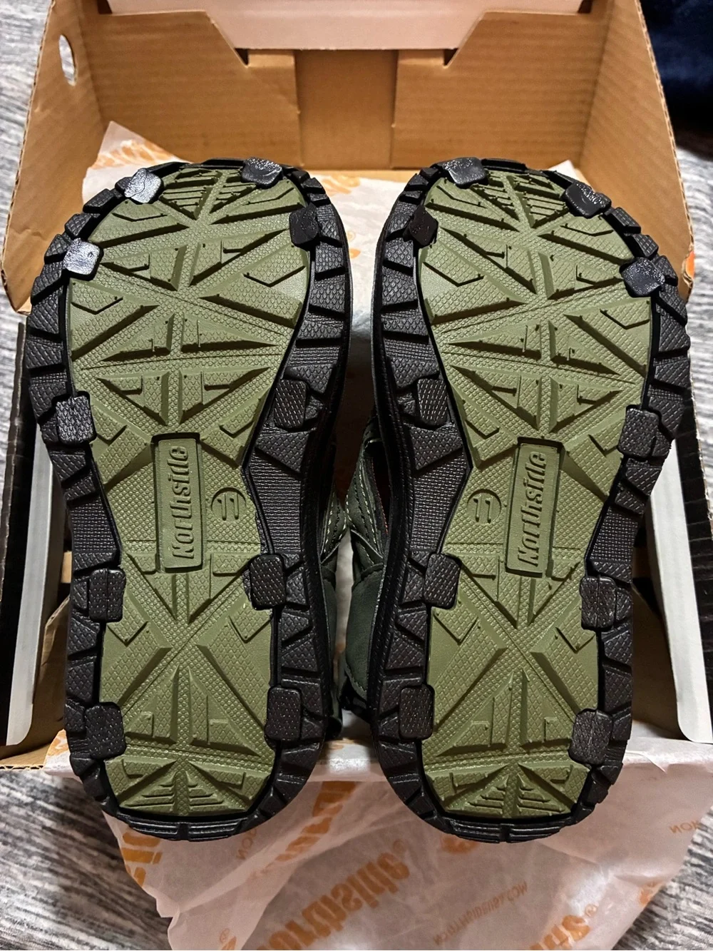 Northside Kids Olive Green and Orange Outdoor Sandals
